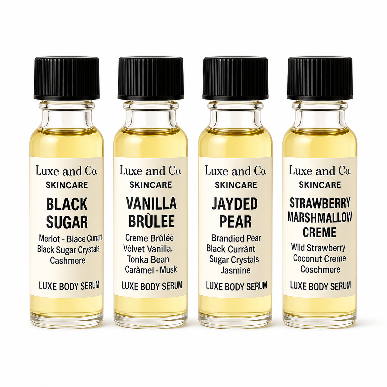 Favs Body Serum Tasting Flight – 4-Piece SAMPLE Set